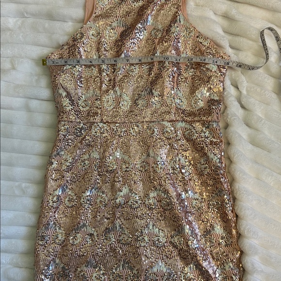 Soieblu Rose Gold Sequin High Neck Mini Dress - Picture 6 of 8
